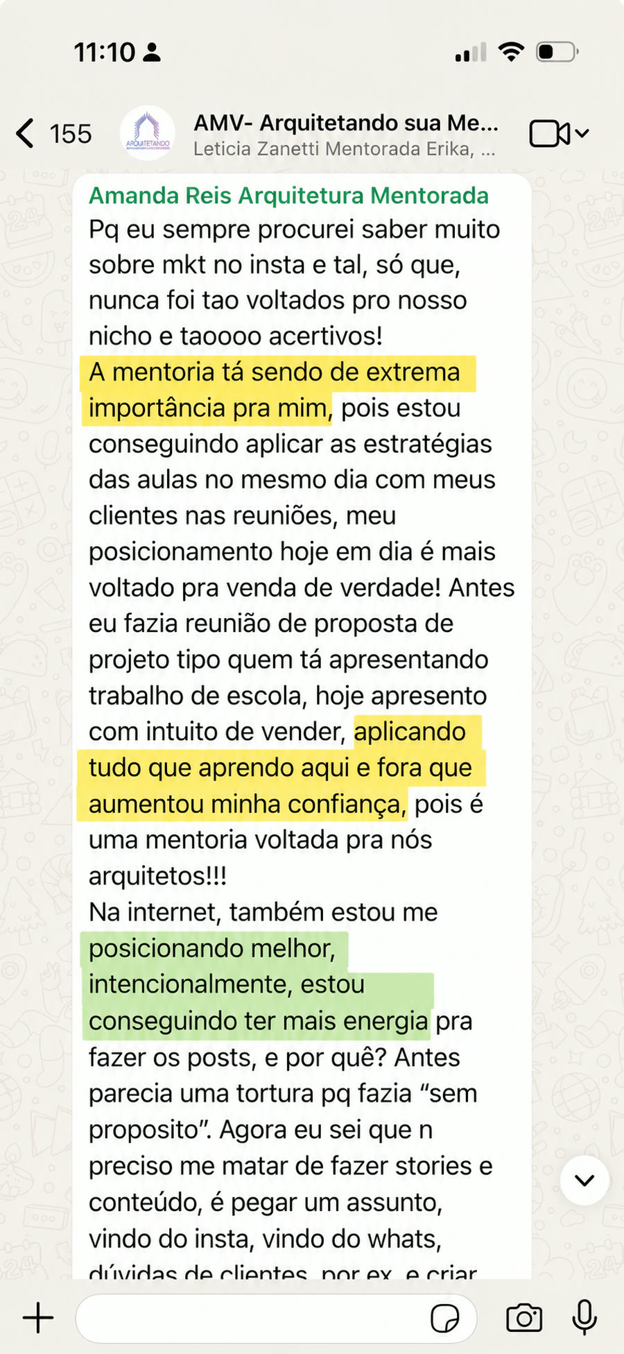 Depoimento de Amanda Reis no WhatsApp, parte 1