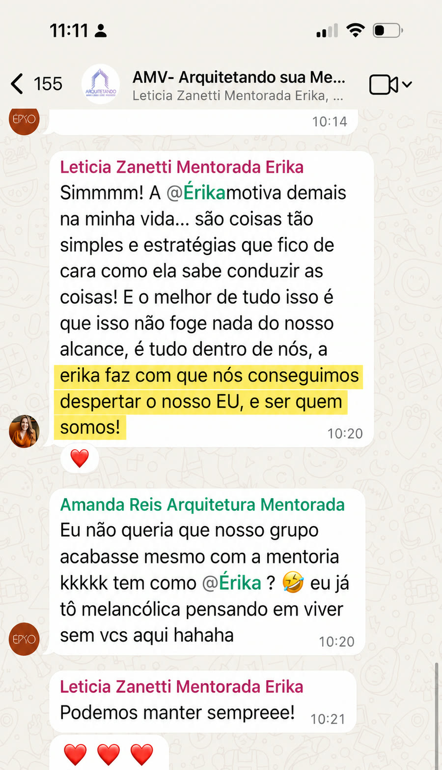 Depoimento de Leticia Zanetti no WhatsApp